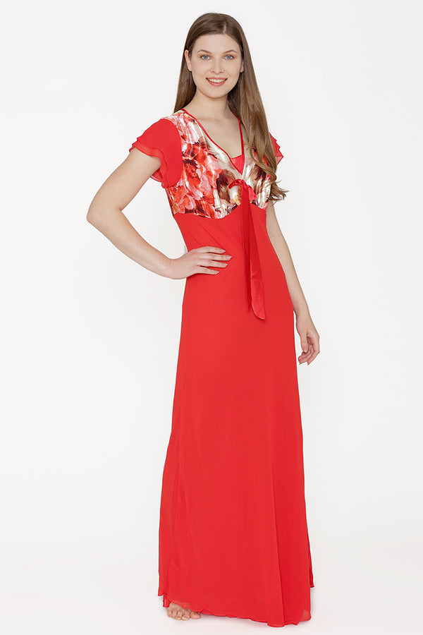 Private Lives Private Lives Red Chiffon Long Nighty