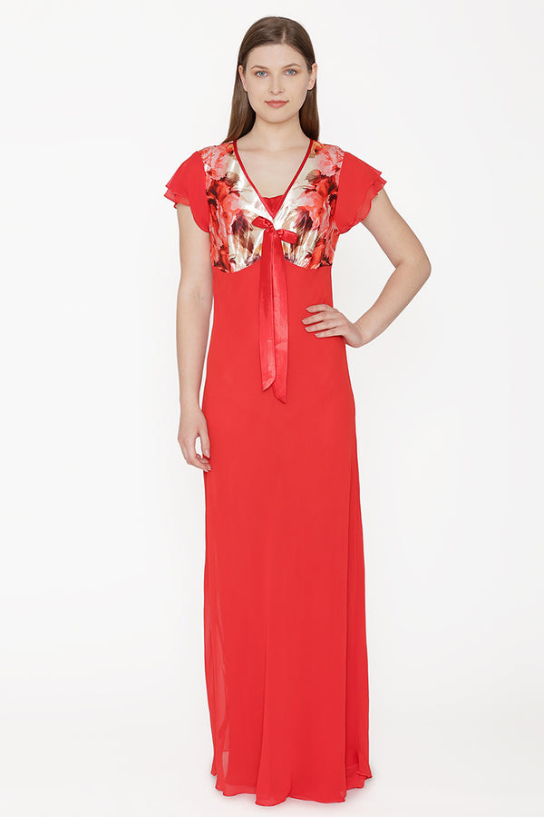 private lives Private Lives Red Chiffon Long Nighty