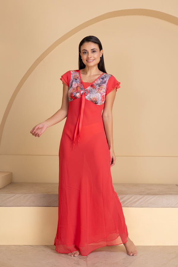Private Lives Red Double Chiffon Night Dress
