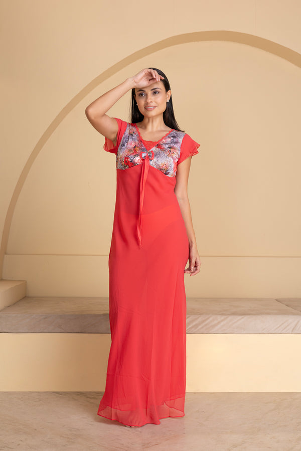 Private Lives Red Double Chiffon Night Dress
