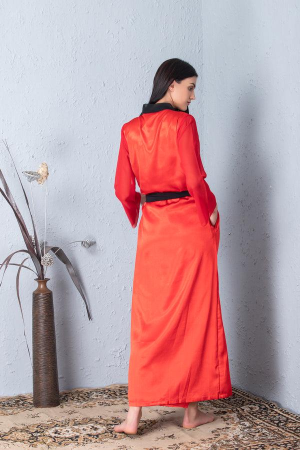 Private Lives Red Nightgown Set With Black Accent