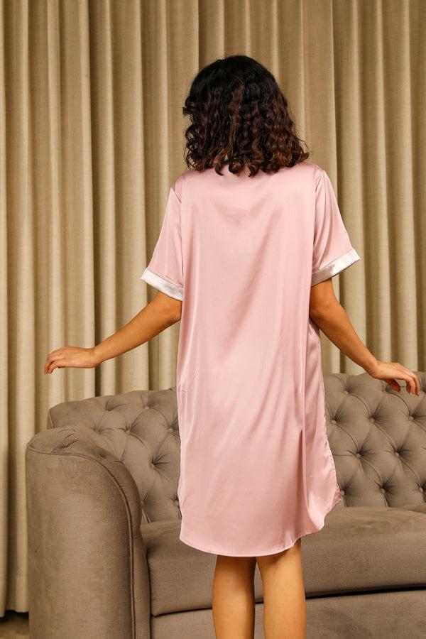 Private Lives Rose Classic Collar Satin Nightie