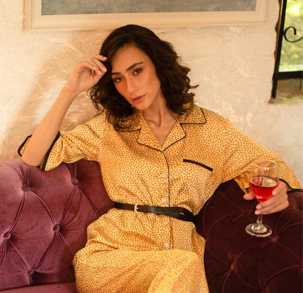 Private Lives Satin Co-ord In Dreamy Yellow