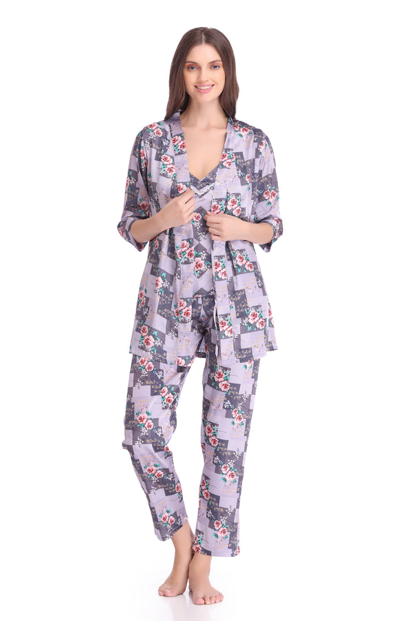 Private Lives Satin Night Suit With Robe