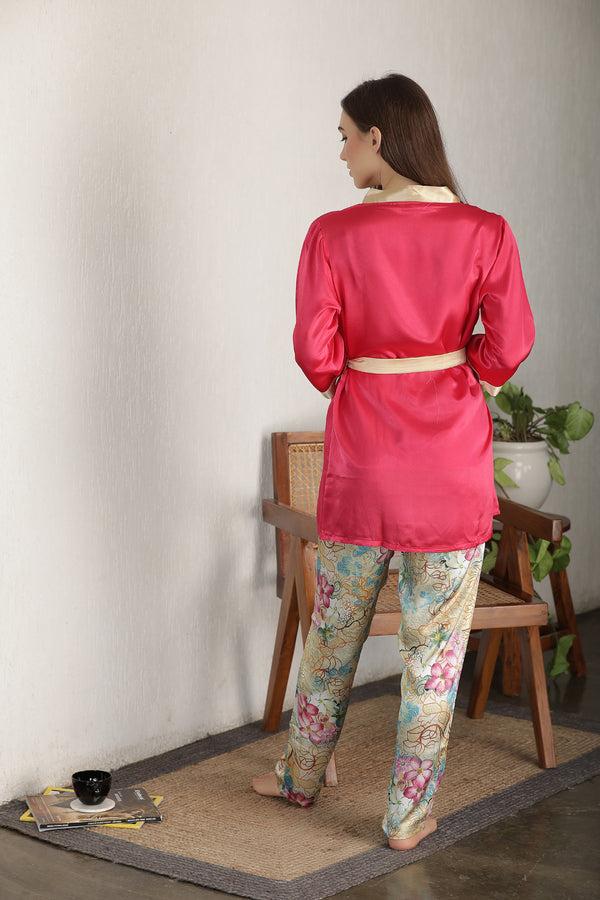 Private Lives Satin Night Suit With Robe