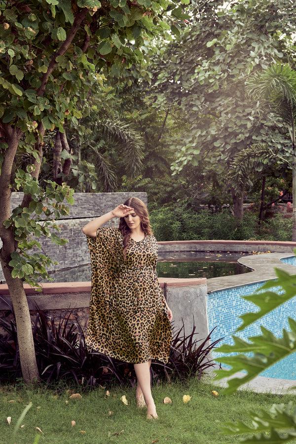 Private Lives Stalk All-night Leopard Print Kaftan