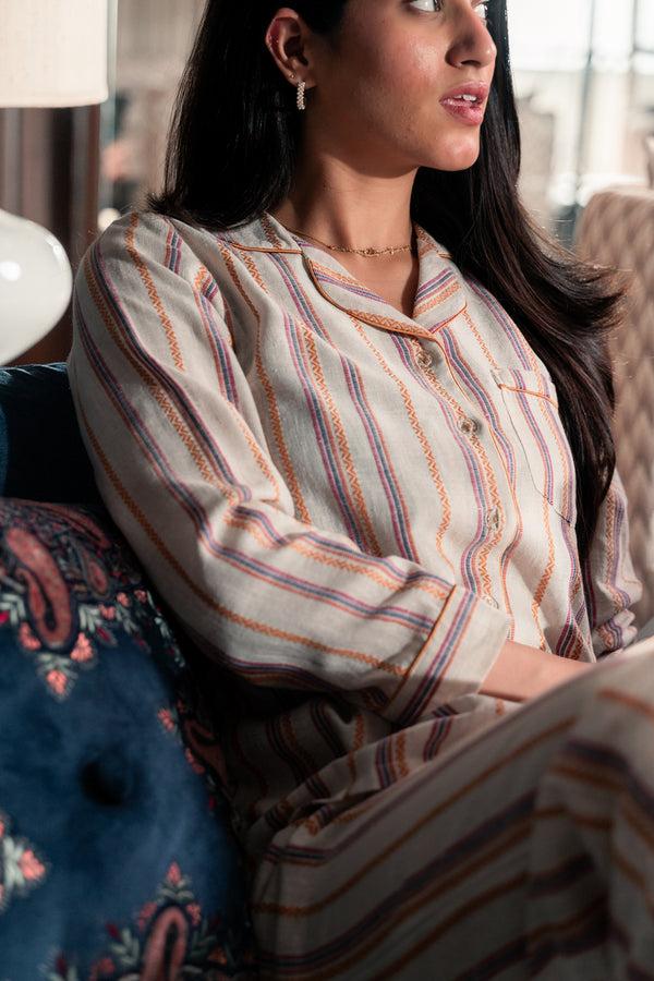 Private Lives Stripe Linen Pj Set