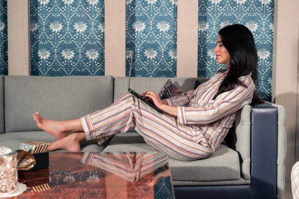 Private Lives Stripe Linen Pj Set