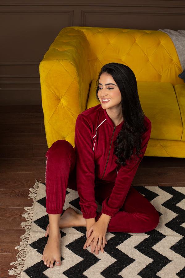 Private Lives Track Suit In Super Soft Velvet