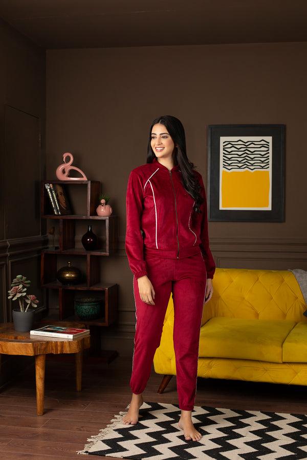 Private Lives Track Suit In Super Soft Velvet