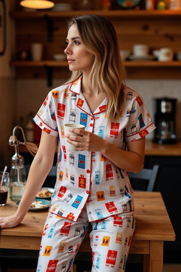 Private Lives Travel Tag Satin Night Suit