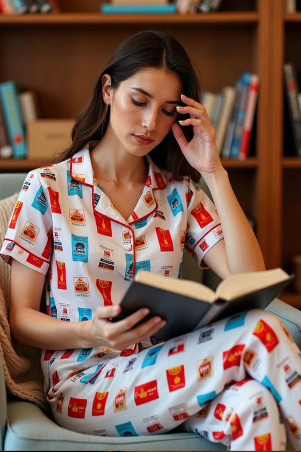 Private Lives Travel Tag Satin Night Suit