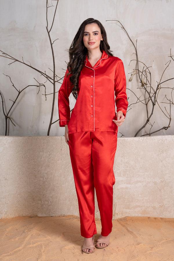 private lives Valentine Red classic collar Pj set