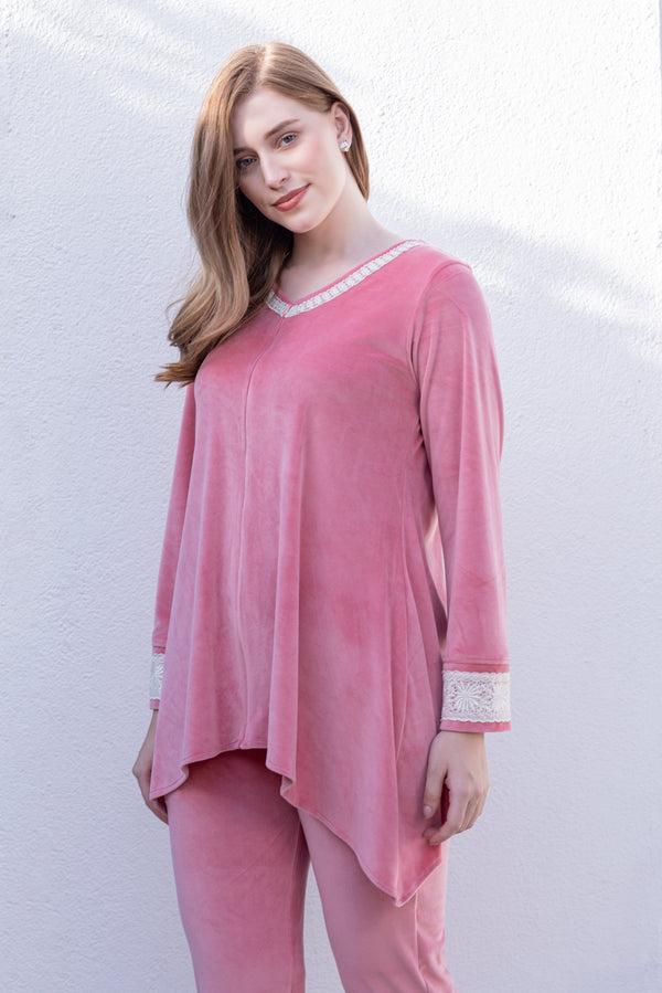 private lives Velvet Co-ord set in Pink