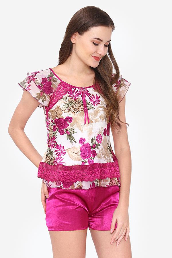 Private Lives Voileta Floral Cami & Shorts