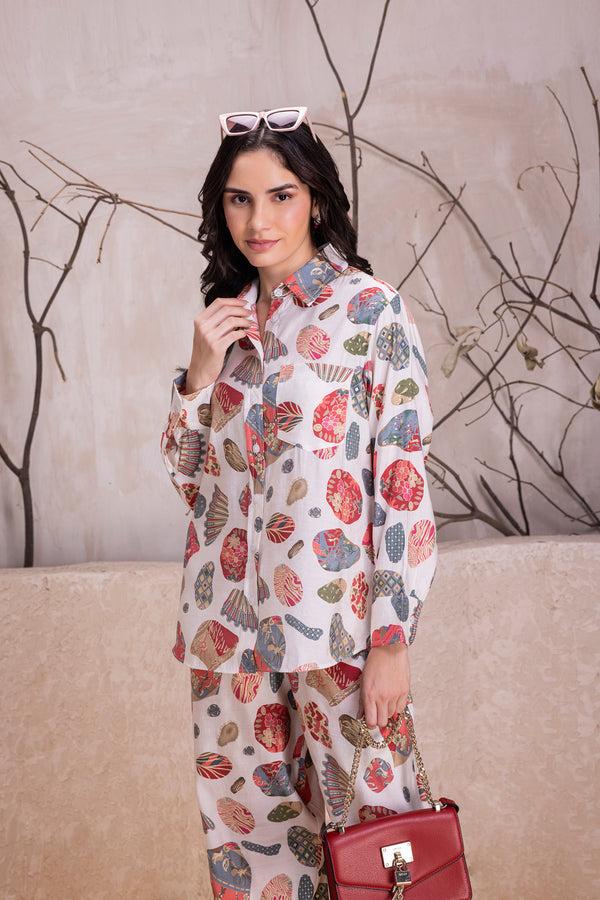 private lives White Printed Pure Cotton Co-ord Set