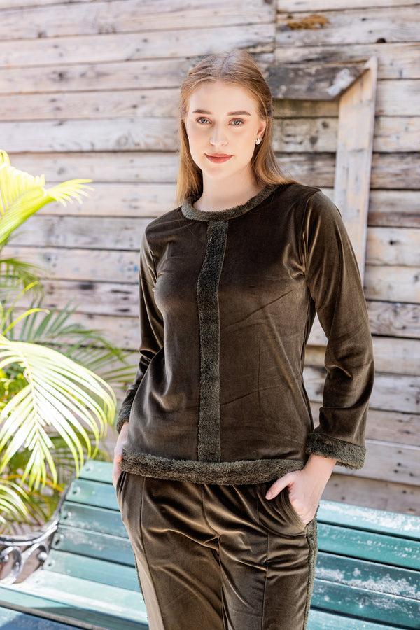 private lives Winter co-ord with fur detail