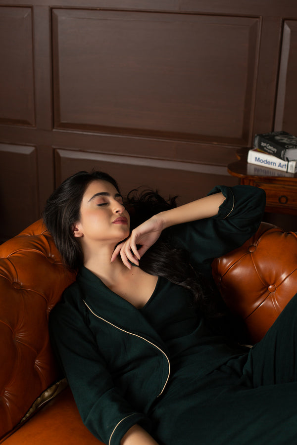 Private Lives Winter Green PJ Set With Robe