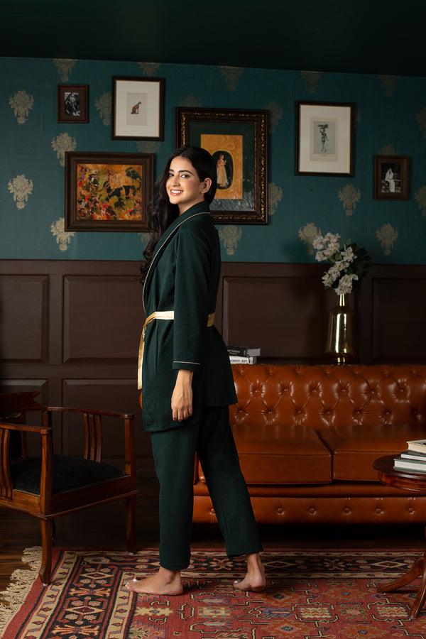 Private Lives Winter Green PJ Set With Robe