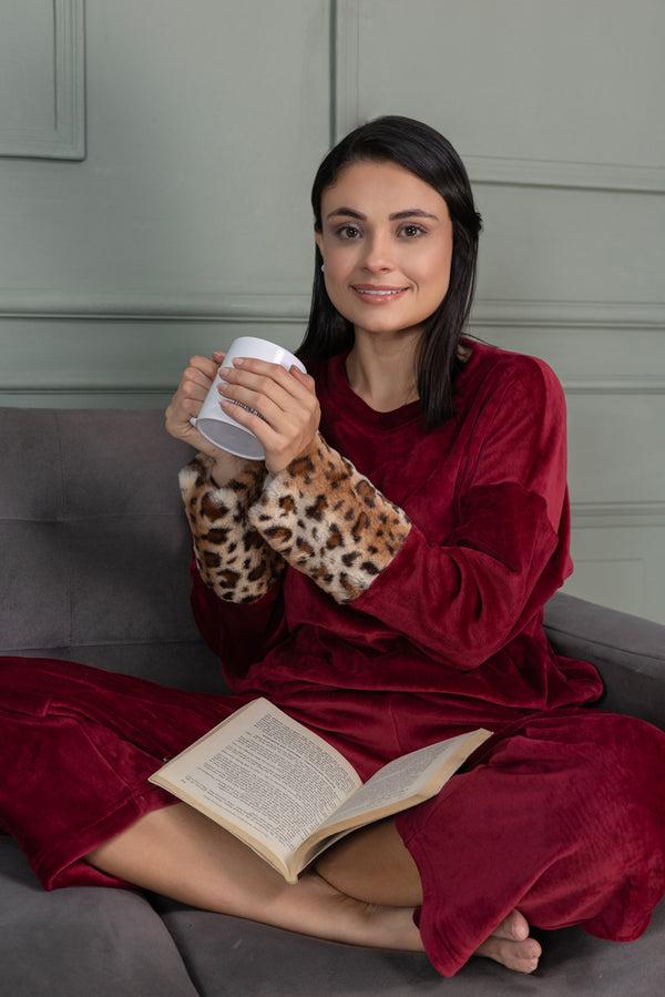 private lives Winter Velvet Pj set with Fur cuffs