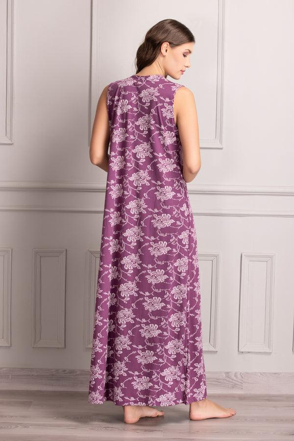 Private Lives Pure Cotton Nightie With Lace & Front Gathers