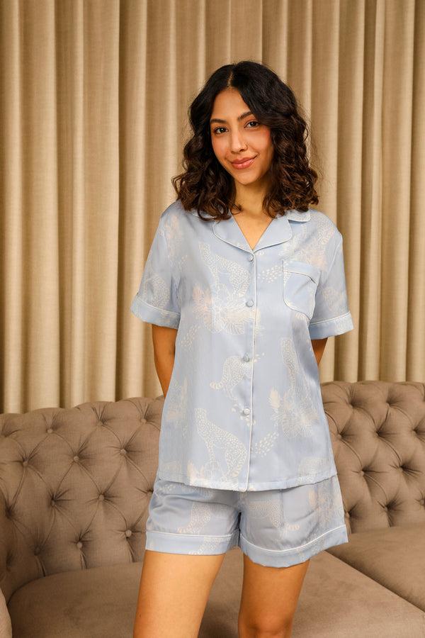 Private Lives Summer Lounger Shorts Set In Soft Satin