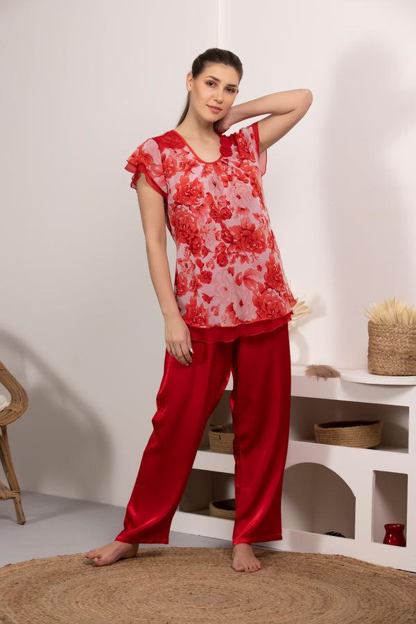 Private Lives The Irene Cara Layered Chiffon Night Suit