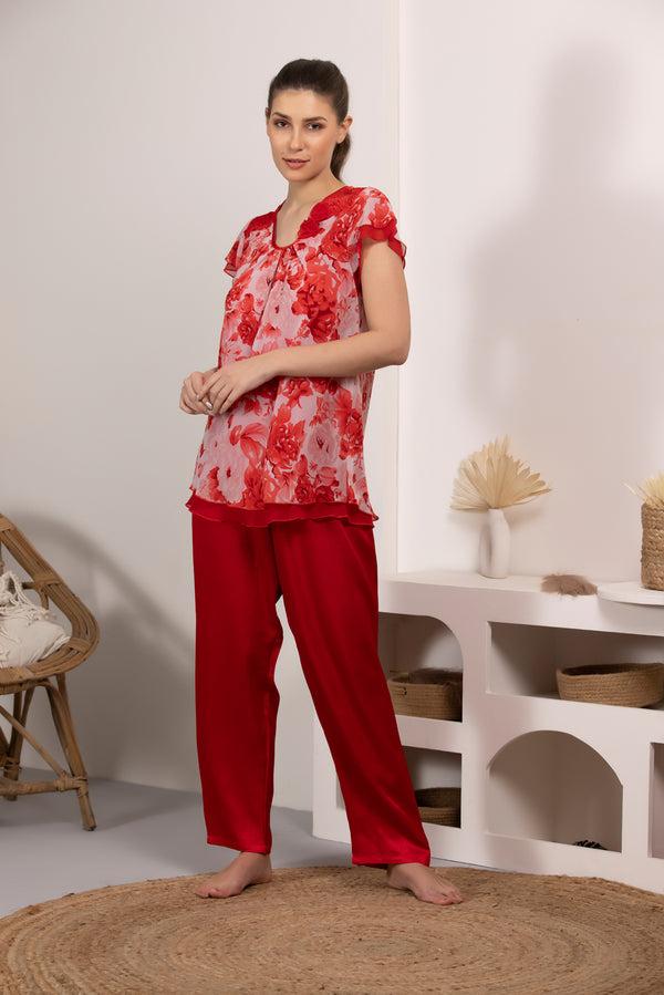 Private Lives The Irene Cara Layered Chiffon Night Suit