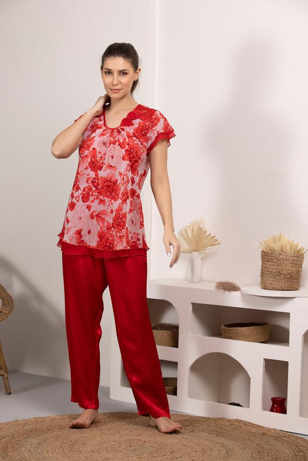 private lives The Irene Cara layered chiffon night suit