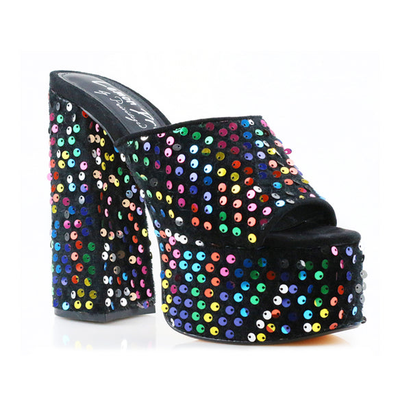 Privileged By J.c. Dossier Abbia Platform Heels In Leopard & Rainbow