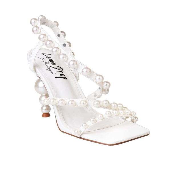 Privileged By J.c. Dossier Abby Pearl Strappy White Heel