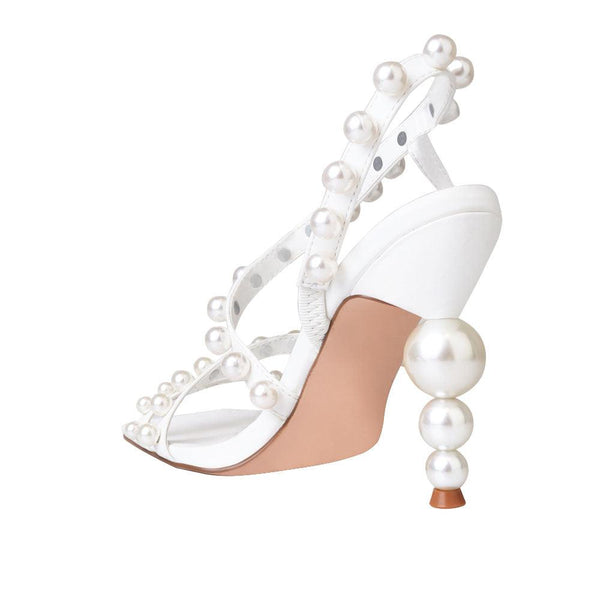 Privileged By J.c. Dossier Abby Pearl Strappy White Heel