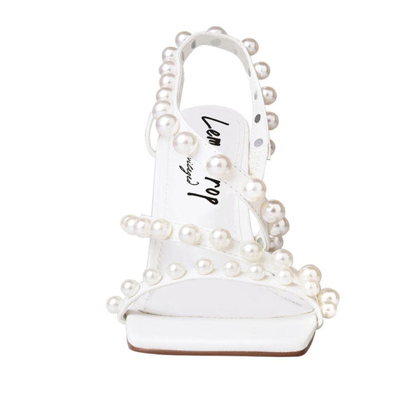 Privileged By J.c. Dossier Abby Pearl Strappy White Heel