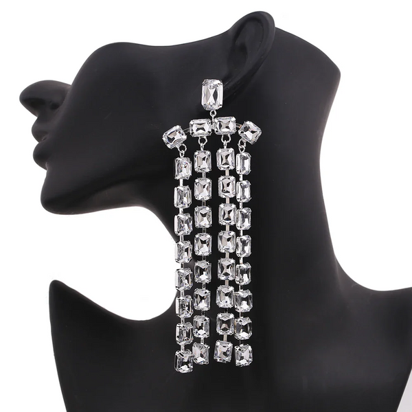 Privileged By J.c. Dossier Aj Rhinestone Statement Earrings