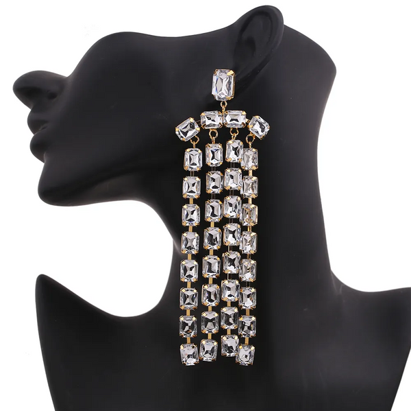privileged by j.c. dossier Aj Rhinestone Statement Earrings