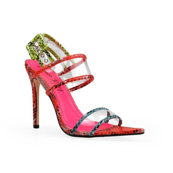 Privileged By J.c. Dossier Aleeya Neon Snakeskin Heel