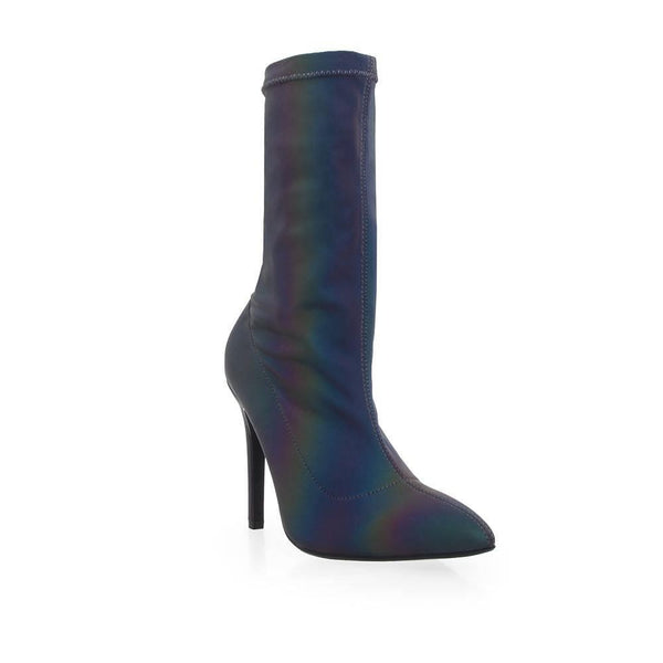 Privileged By J.c. Dossier Alessey Silver Reflective Bootie