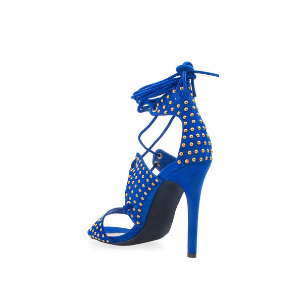 Privileged By J.c. Dossier Aluna Blue Heel With Gold Studs