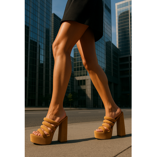 Privileged By J.c. Dossier Andrews Multi Yellow Platform Heels