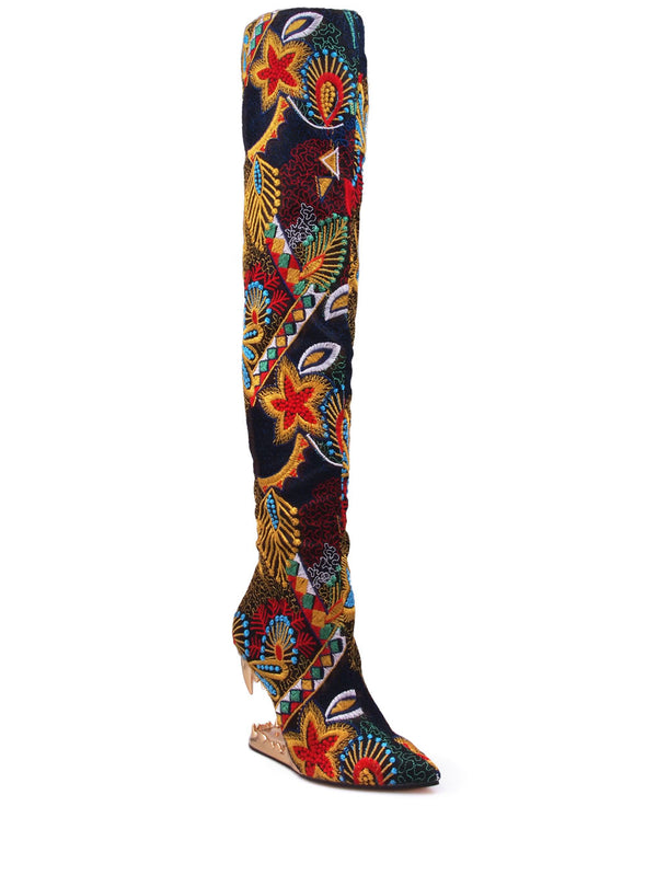 Privileged By J.c. Dossier Andrily Thigh-High Floral Boots