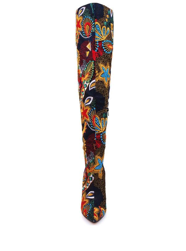 Privileged By J.c. Dossier Andrily Thigh-High Floral Boots