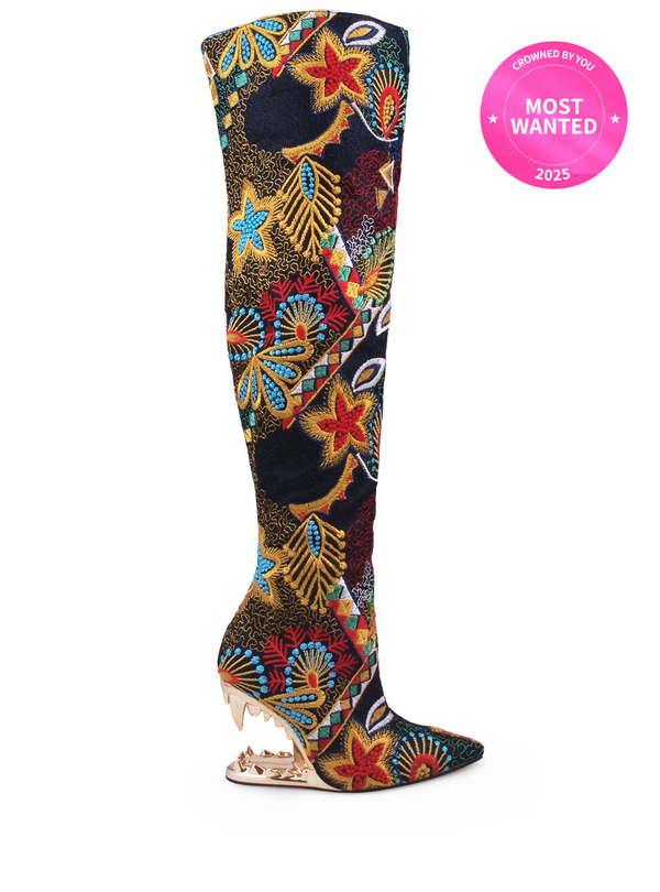 privileged by j.c. dossier Andrily Thigh-High Floral Boots