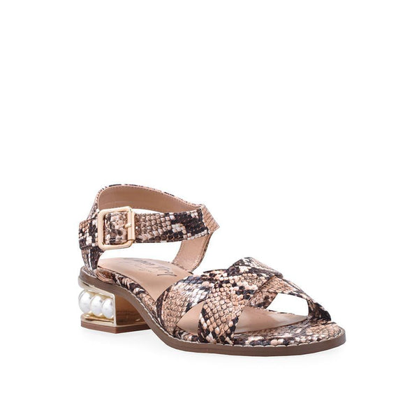 Privileged By J.c. Dossier Angie Snake Print Flats With Pearl Heel