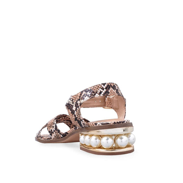 Privileged By J.c. Dossier Angie Snake Print Flats With Pearl Heel