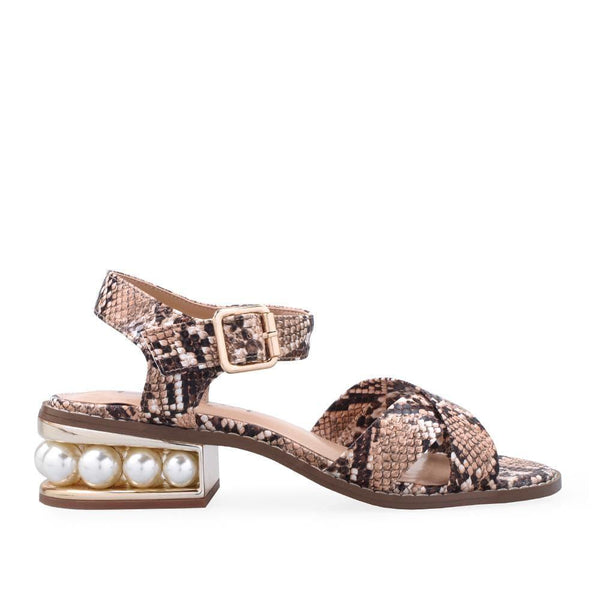 privileged by j.c. dossier Angie Snake Print Flats with Pearl Heel