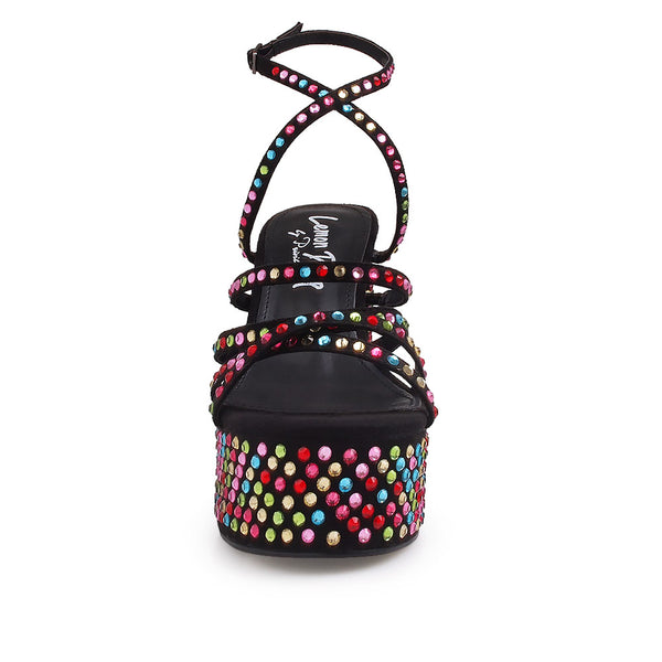 Privileged By J.c. Dossier Aniela Black Rhinestone Platform Heels