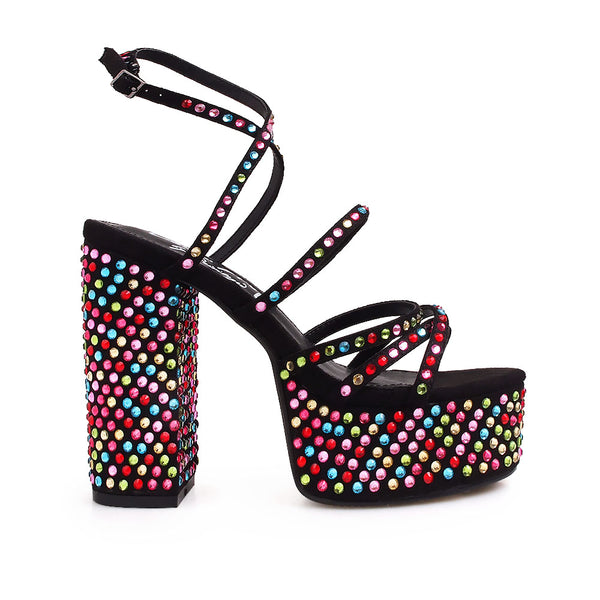 privileged by j.c. dossier Aniela Black Rhinestone Platform Heels