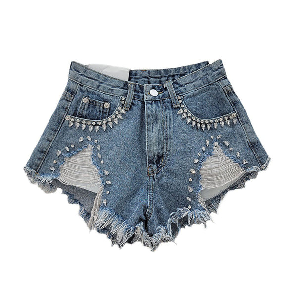 privileged by j.c. dossier Annika Denim Shorts with Rhinestones