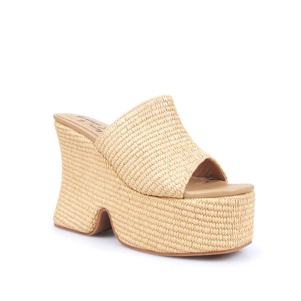 Privileged By J.c. Dossier Antonio Beige Platform Wedge Sandals