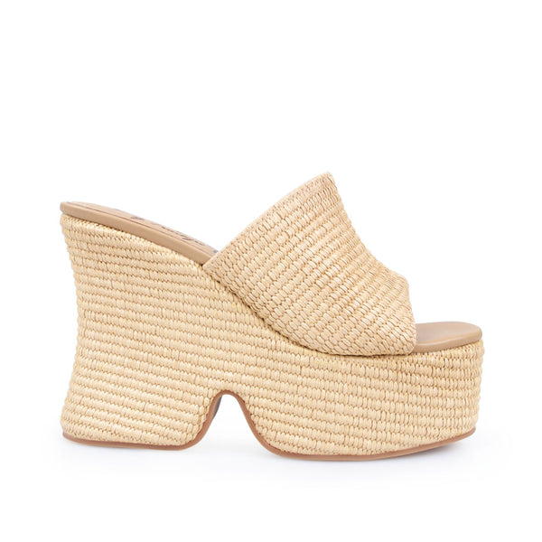 privileged by j.c. dossier Antonio Beige Platform Wedge Sandals